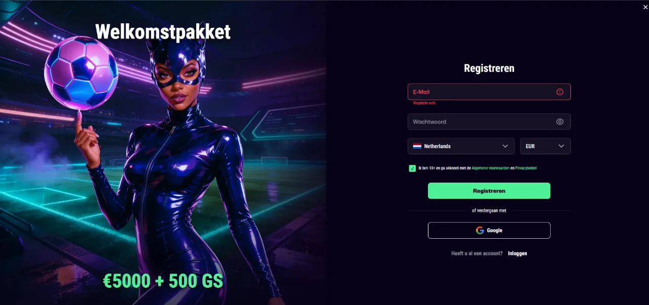 Een nieuw account aanmaken bij Winbeast Casino